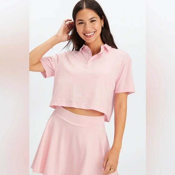 FABLETICS Boxy Short-Sleeve Polo Orchid Pink Large NWOT - Picture 3 of 15